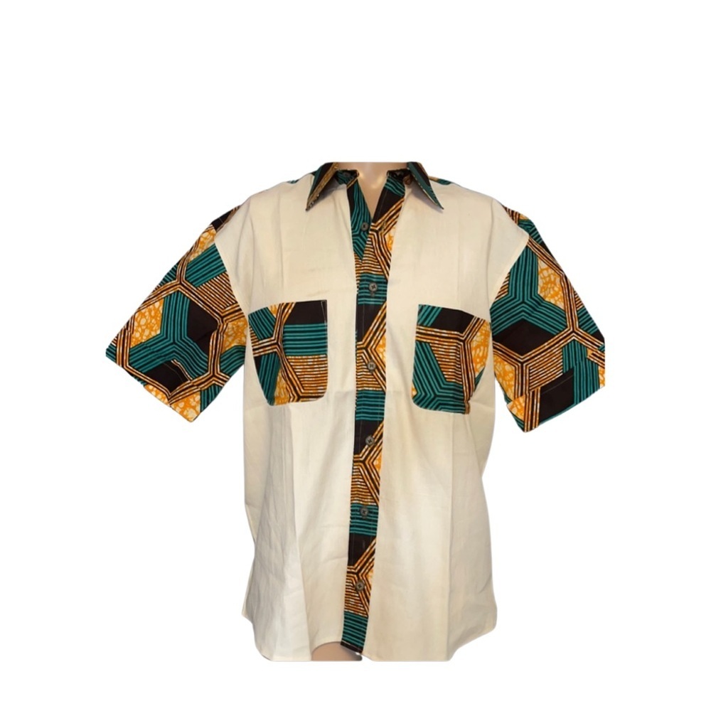African Print Bottom-up Shirt - Picture 1 of 6